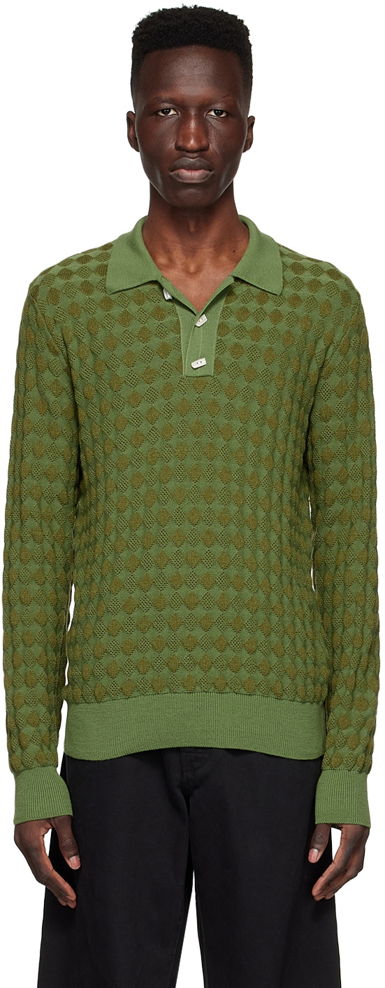 Namacheko Green Merino Wool Polo Namacheko