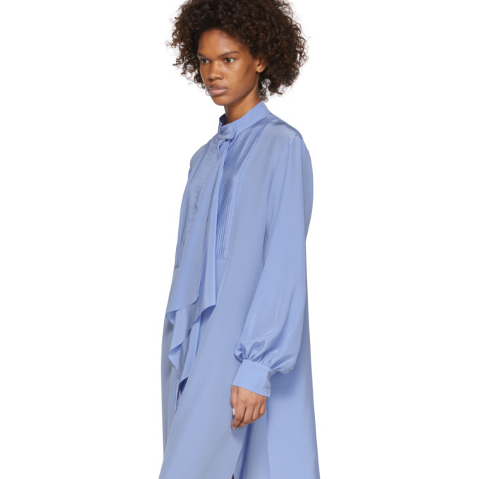 Pyer Moss Blue Long Tuxedo Shirt Dress
