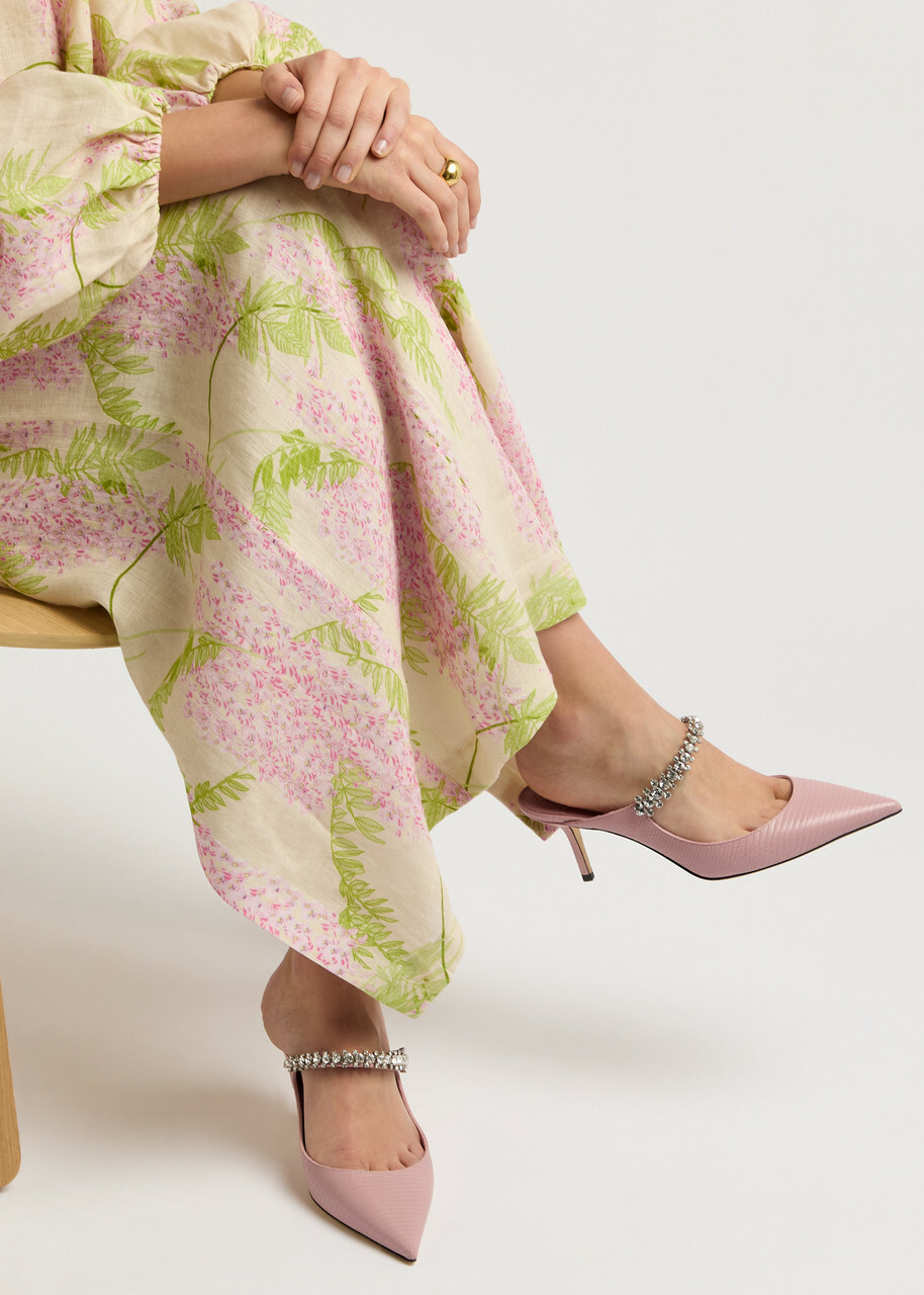 Jimmy Choo Bing 65 Lizard-effect Leather Mules Light Pink