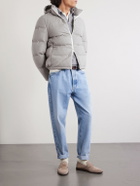 Brunello Cucinelli - Quilted Herringbone Cashmere and Silk-Blend Hooded Down Jacket - Gray