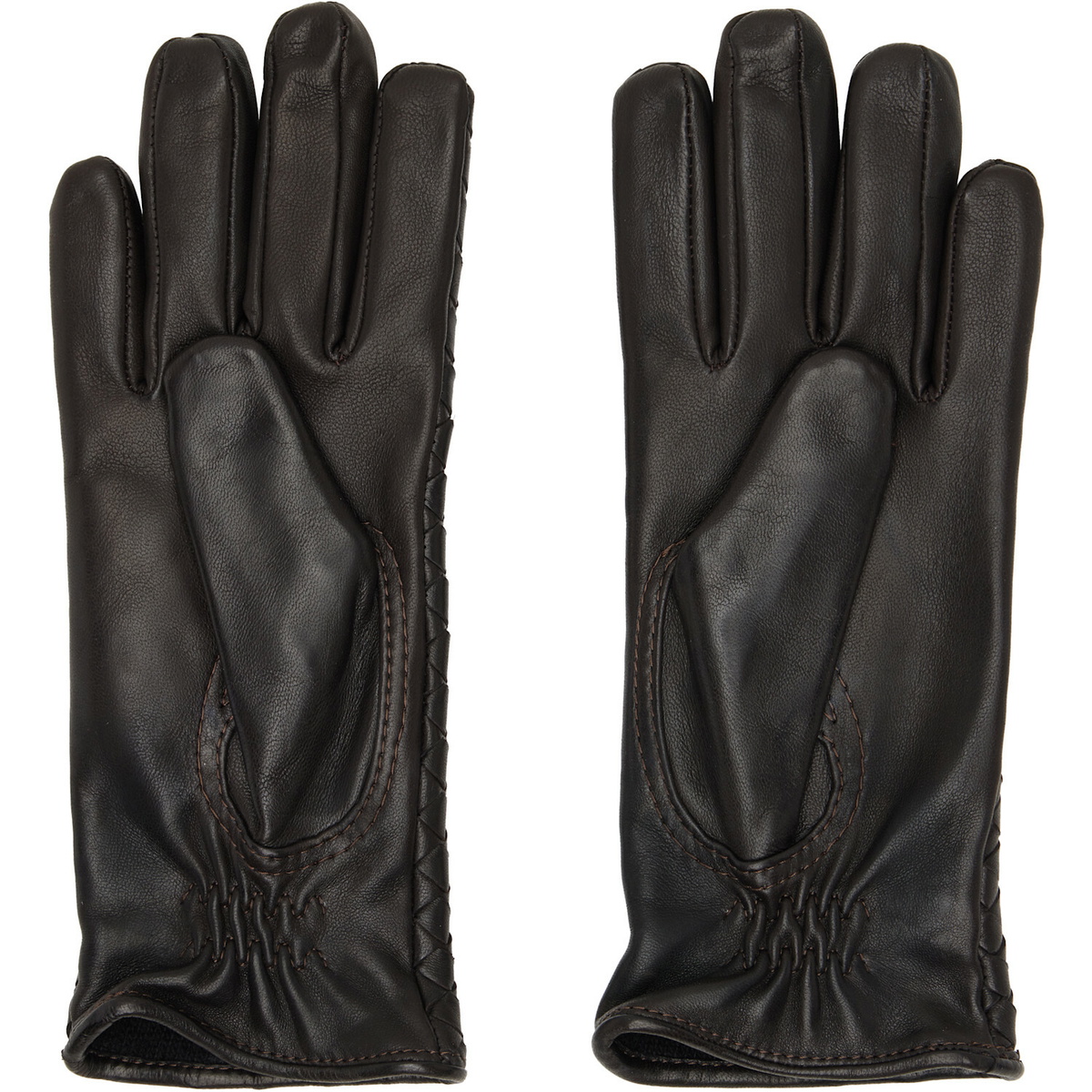 Bottega Veneta Brown Intrecciato Leather Gloves