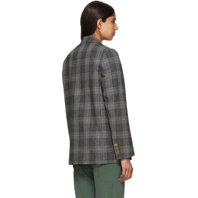 Acne Studios Blue Check Double-Breasted Blazer