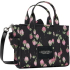 Marc Jacobs Black Vintage Floral Canvas Oversized Bow Small Tote