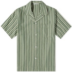 Wood Wood Men's Jason Dobby Striped Vacation Shirt in Bright Green