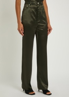 Nanushka Tita Satin Trousers Dark Green