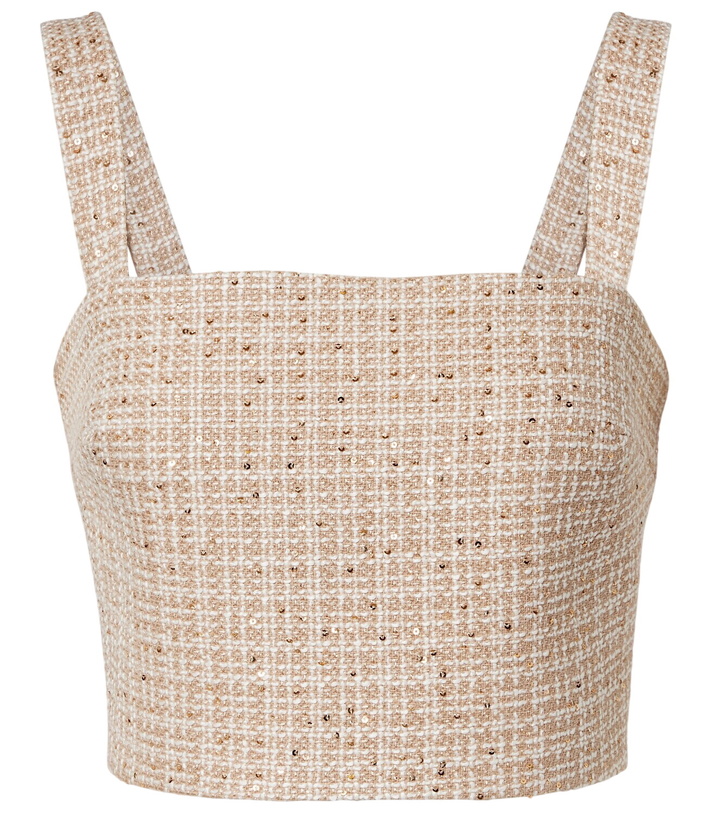Photo: Elie Saab Checked sequined tweed crop top