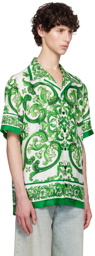 Dolce&Gabbana Green & White Silk Shirt