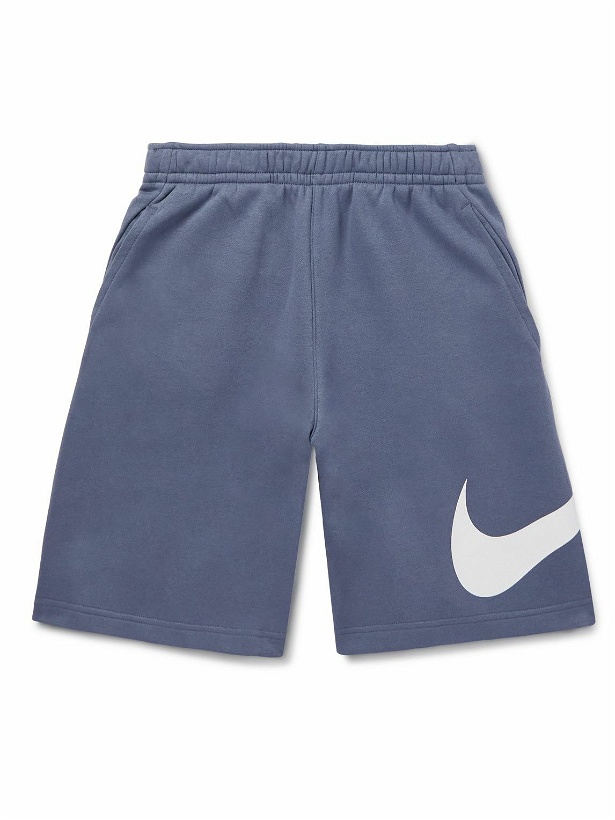 Photo: Nike - NSW Straight-Leg Logo-Print Cotton-Blend Jersey Shorts - Blue