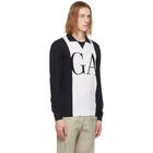 Giorgio Armani Navy and White Intarsia Logo Long Sleeve Polo