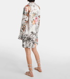 Camilla Floral silk satin shirt dress