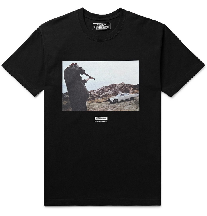 Photo: Neighborhood - Printed Cotton-Jersey T-Shirt - Black