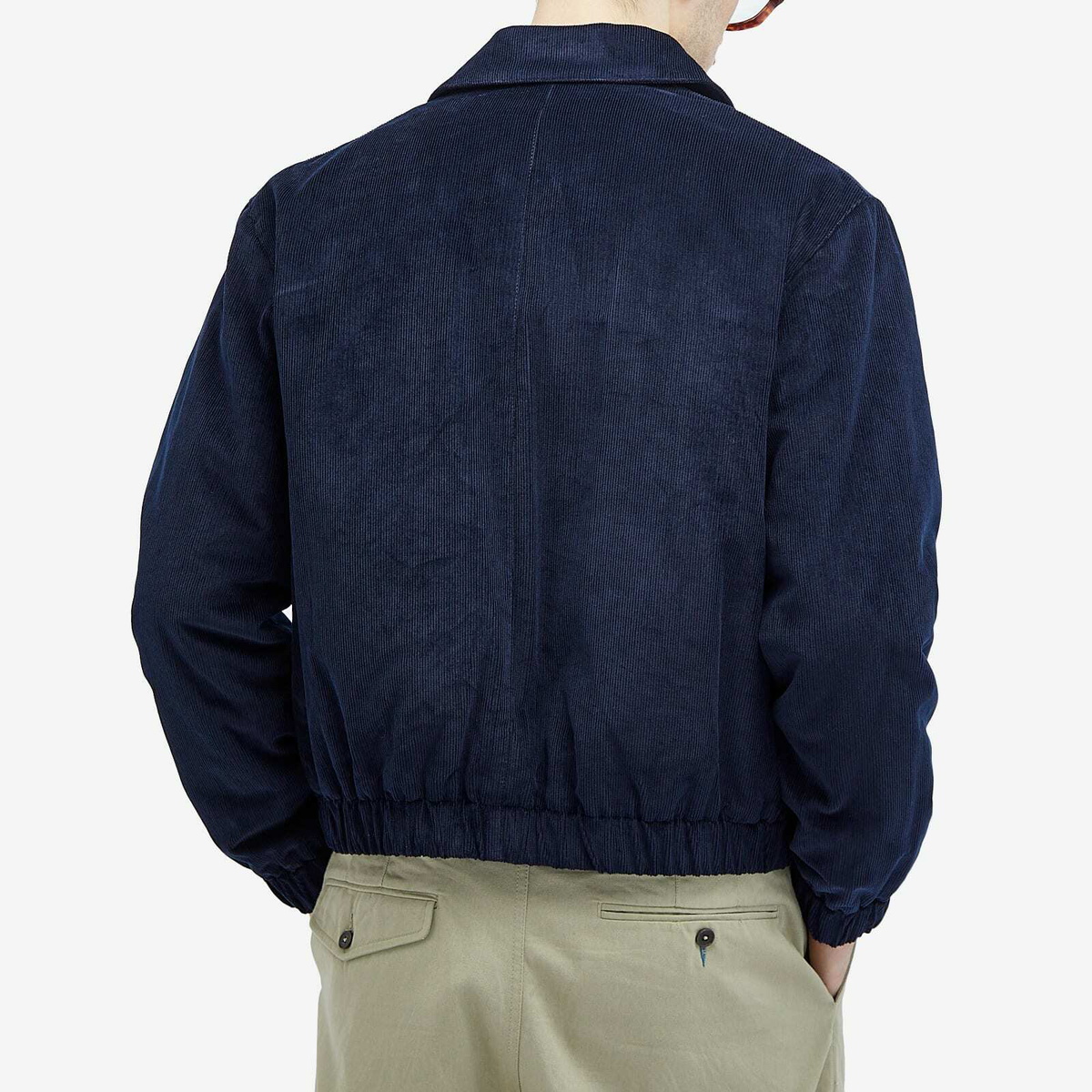 AMI Paris Men's Zipped Corduroy Bomber Jacket in Navy Blue AMI