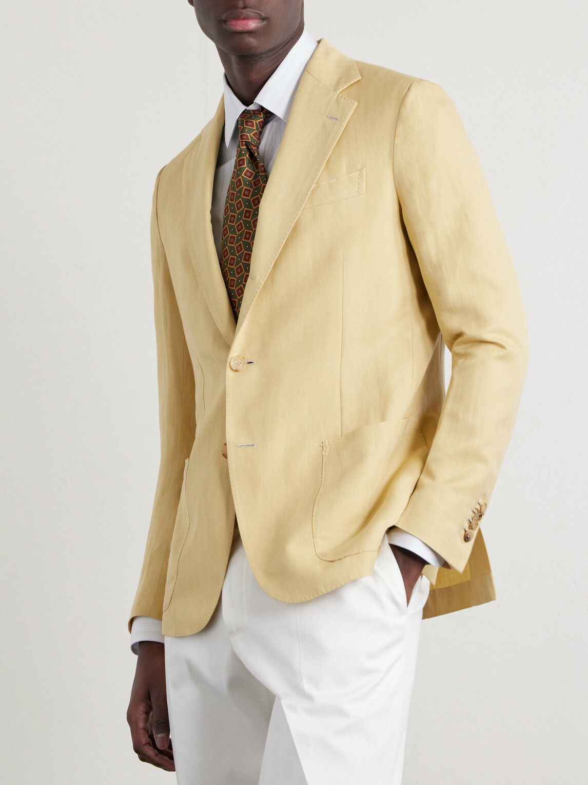 De Petrillo - Linen and Cotton-Blend Blazer - Yellow