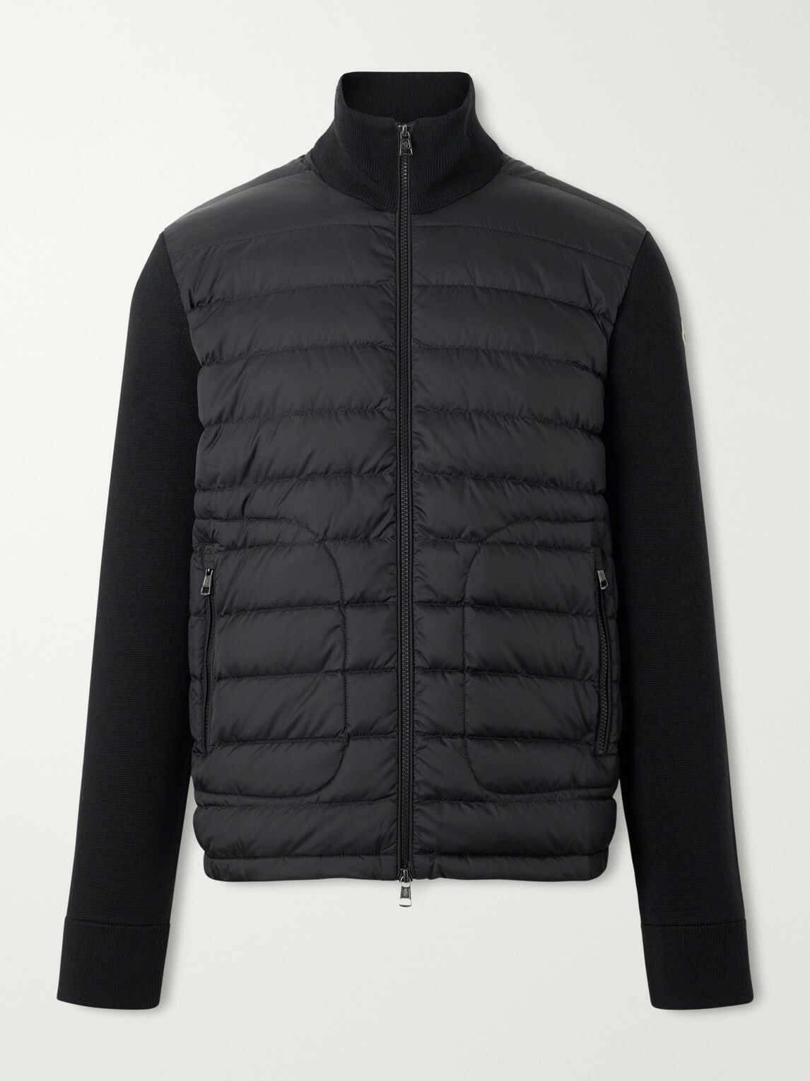Moncler - Wool and Quilted Shell Zip-Up Cardigan - Black