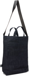 Black Comme des Garçons Navy Cotton Denim Cowhide Shoulder Strap Bag