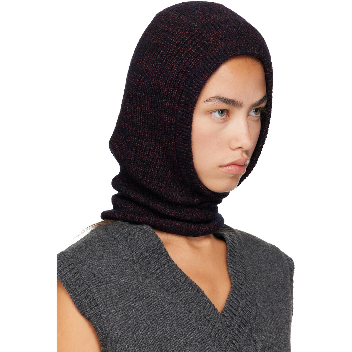 Maison Margiela Burgundy Wool Cotton Balaclava