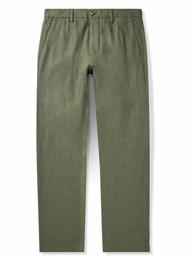 Photo: NN07 - Theo 1454 Tapered Linen Trousers - Green
