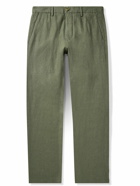 NN07 - Theo 1454 Tapered Linen Trousers - Green