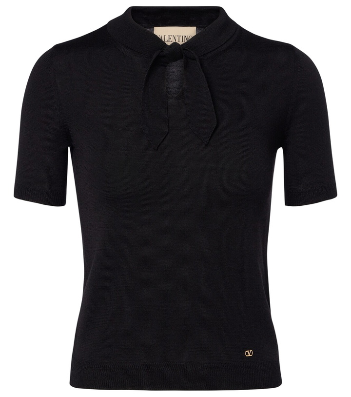 Photo: Valentino VLogo tie-neck wool-blend top