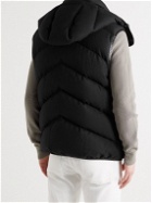 TOM FORD - Leather-Trimmed Quilted Cashmere and Wool-Blend Hooded Down Gilet - Black
