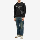 Balmain Men's Foil Paris Logo Crew Sweat in Black/Silver/Cream