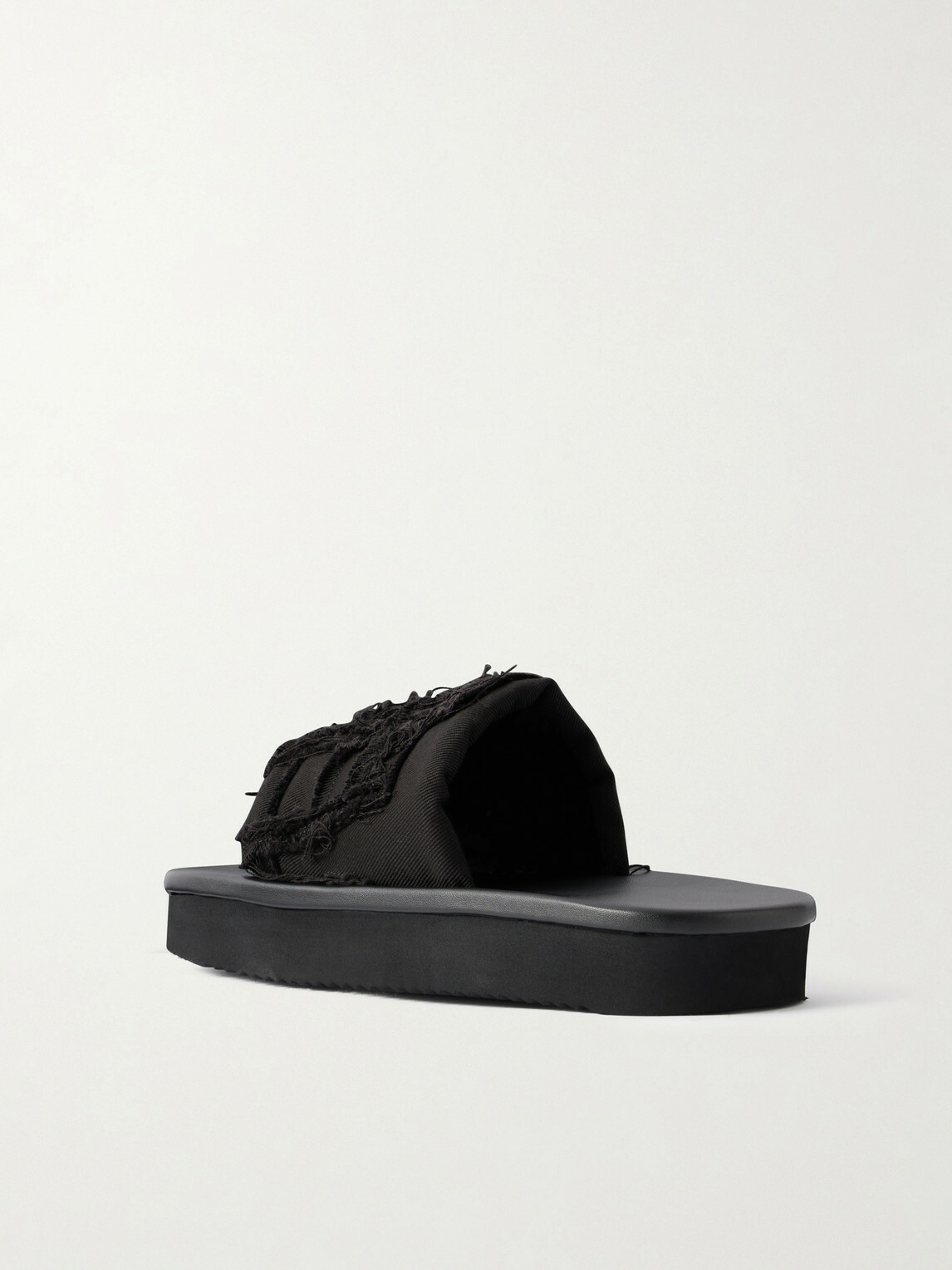 DRKSHDW by Rick Owens - Frayed Denim Slides - Black