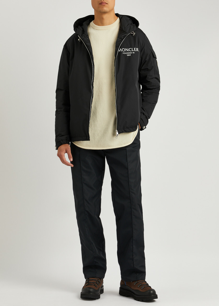ジャケット MONCLER Grange recycled polyester jacket Nero Moncler Granero Logo Hooded Nylon Jacket Black Moncler