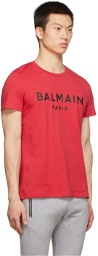 Balmain Red Printed Logo T-Shirt