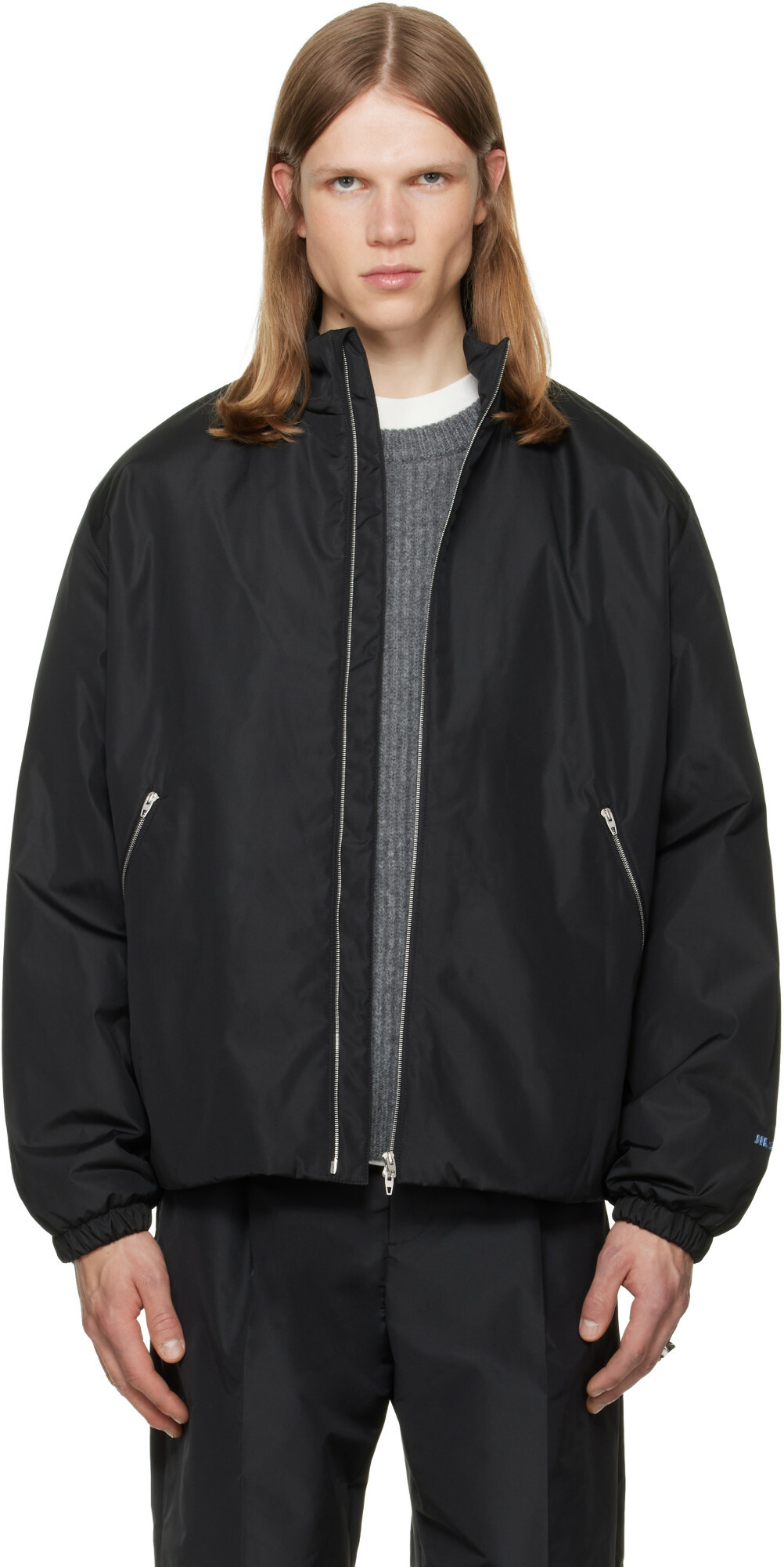 Jil Sander Black Taffeta Padded Blouson Jacket