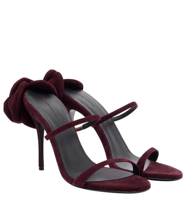 Photo: Magda Butrym Floral-appliqué suede mules