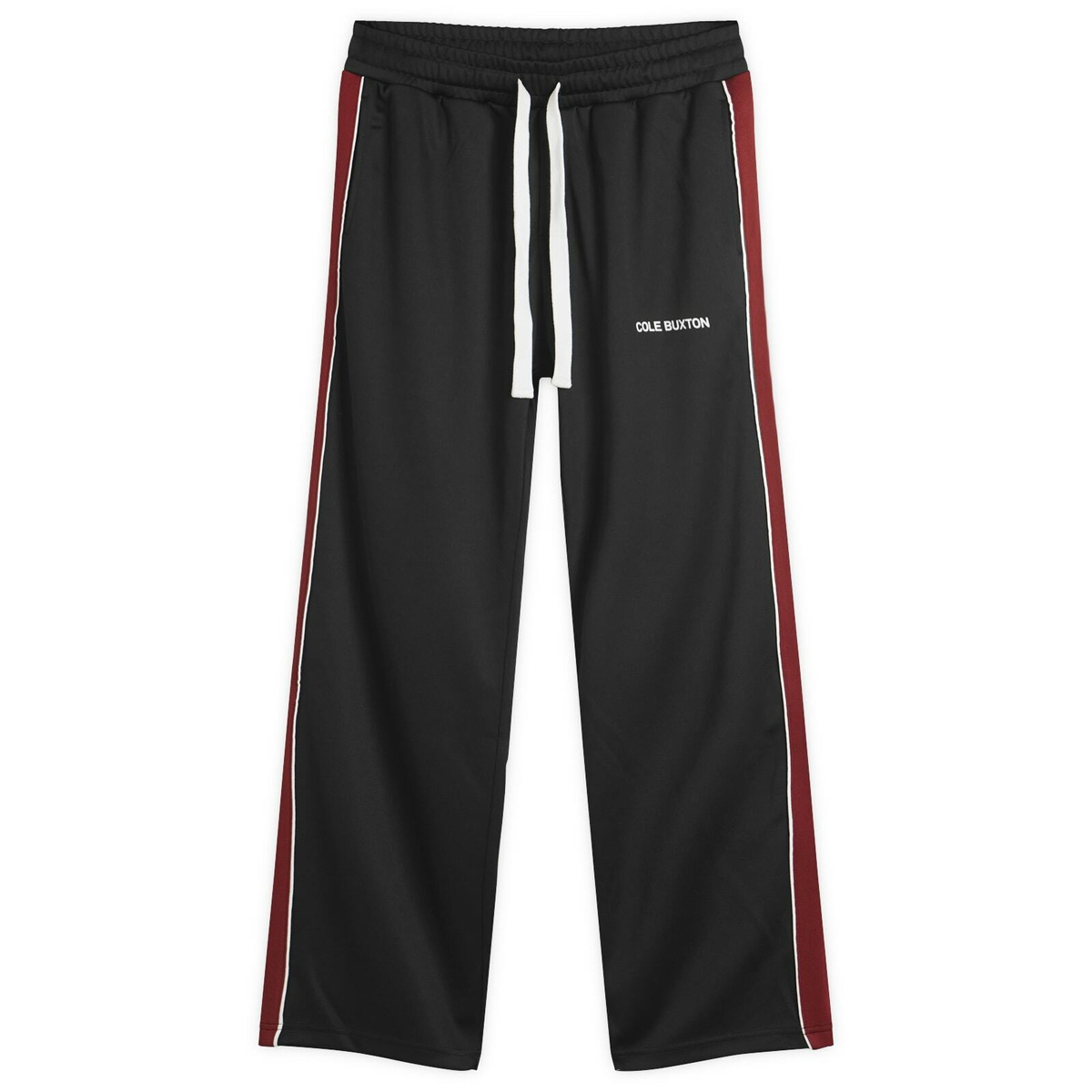 Cole Buxton Men's Contrast Tape Track Pant in Black/Red