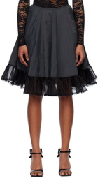 We11done Black Flared Midi Skirt