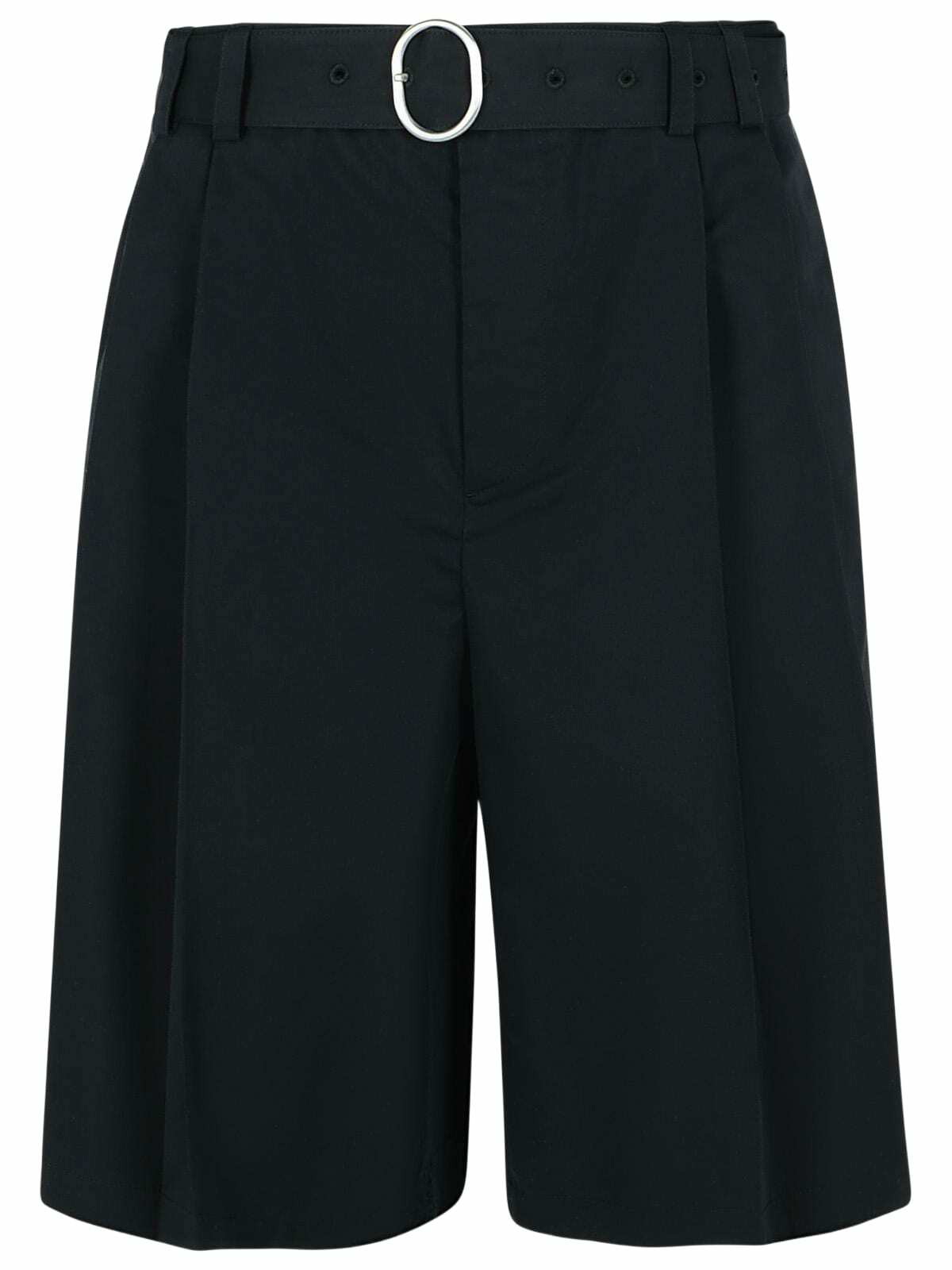 Jil Sander Men's Brushed Cotton Terry Shorts in Black Jil Sander