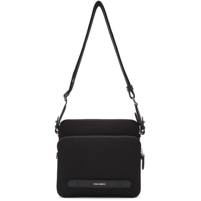 Dolce and Gabbana Black Canvas and Leather Messenger Bag 