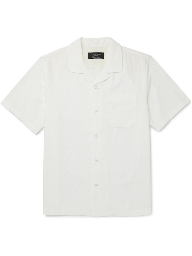 Photo: RAG & BONE - Avery Camp-Collar Cotton-Chambray Shirt - White - S