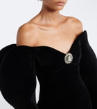 David Koma Off-shoulder velvet minidress