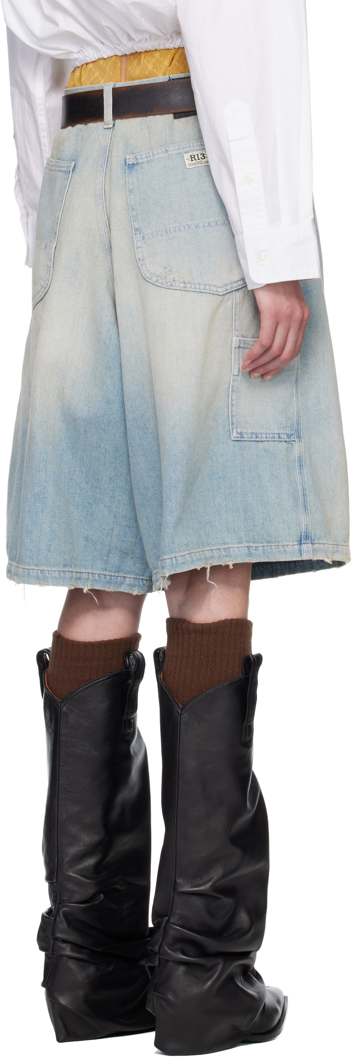 R13 SSENSE Exclusive Blue Baggy Jesse Carpenter Denim Shorts