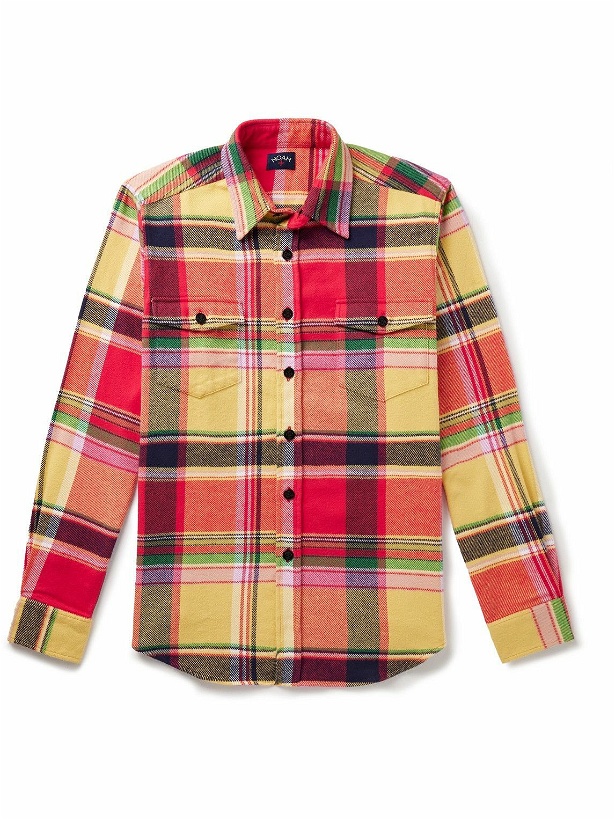 Photo: Noah - Checked Brushed Cotton-Flannel Shirt - Red