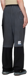Miharayasuhiro Black & Gray Combined Sweatpants