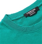 CALVIN KLEIN 205W39NYC - Oversized Embroidered Distressed Cotton-Jersey T-Shirt - Men - Turquoise