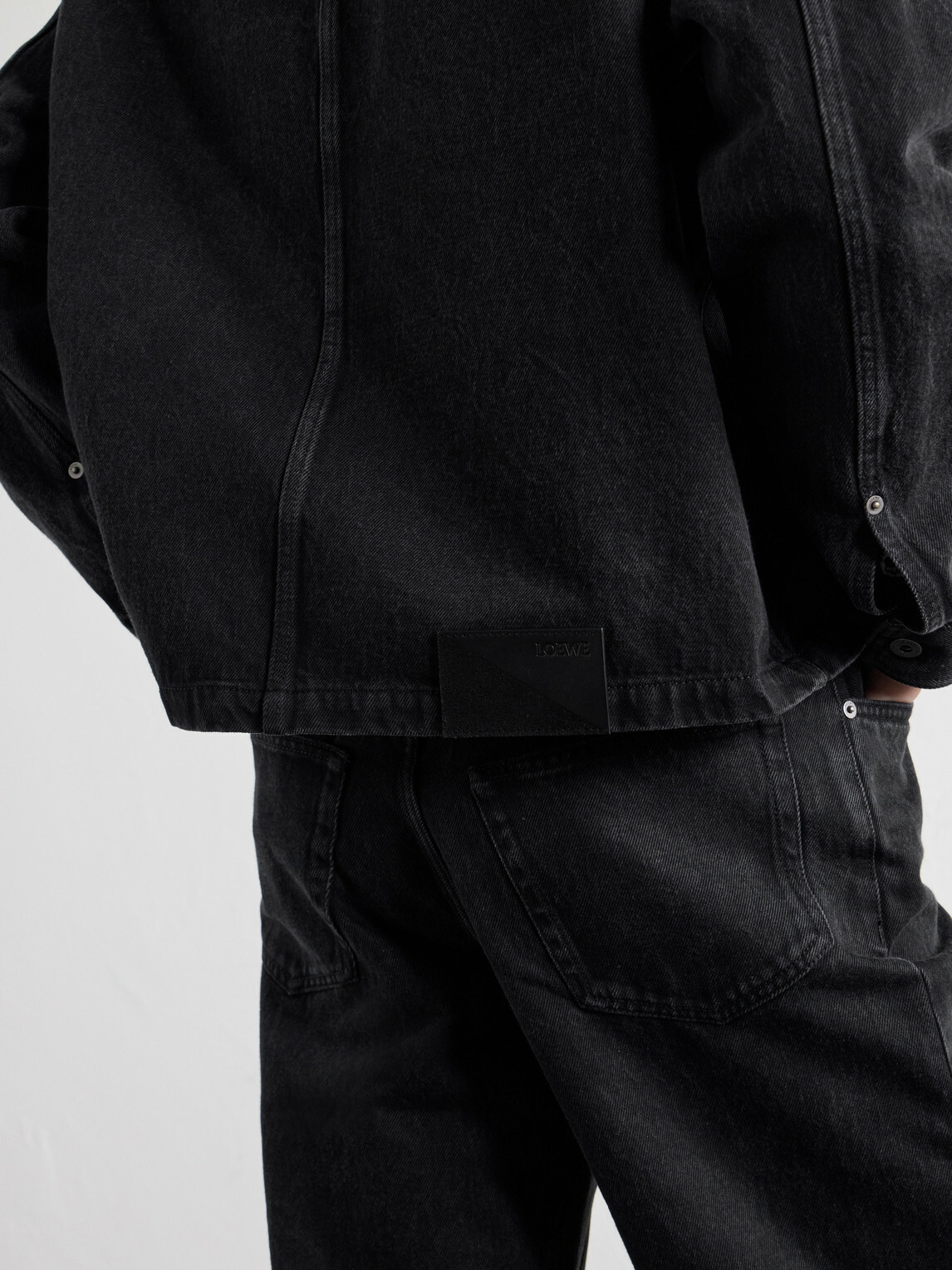 LOEWE - Logo-Embossed Paneled Denim Jacket - Black