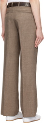 International Gallery BEAMS Brown Polyester Tweed Semi-Wide Trousers