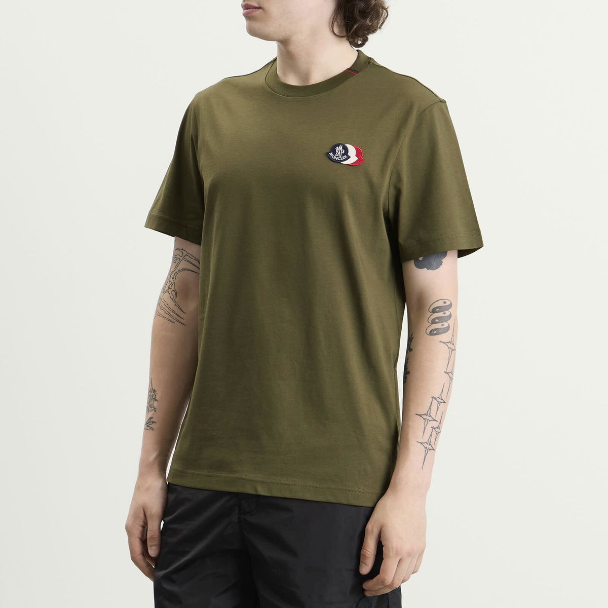 Moncler Men's Cotton Patch Logo T-Shirt in Green