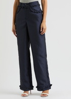 Sister Jane Pointe Straight-leg Taffeta Trousers Navy