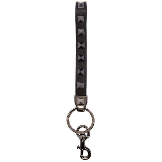 Photo: Valentino Black Valentino Garavani Leather Rockstud Keychain