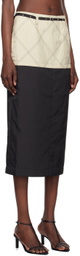 Kijun Beige & Black Quilted Midi Skirt