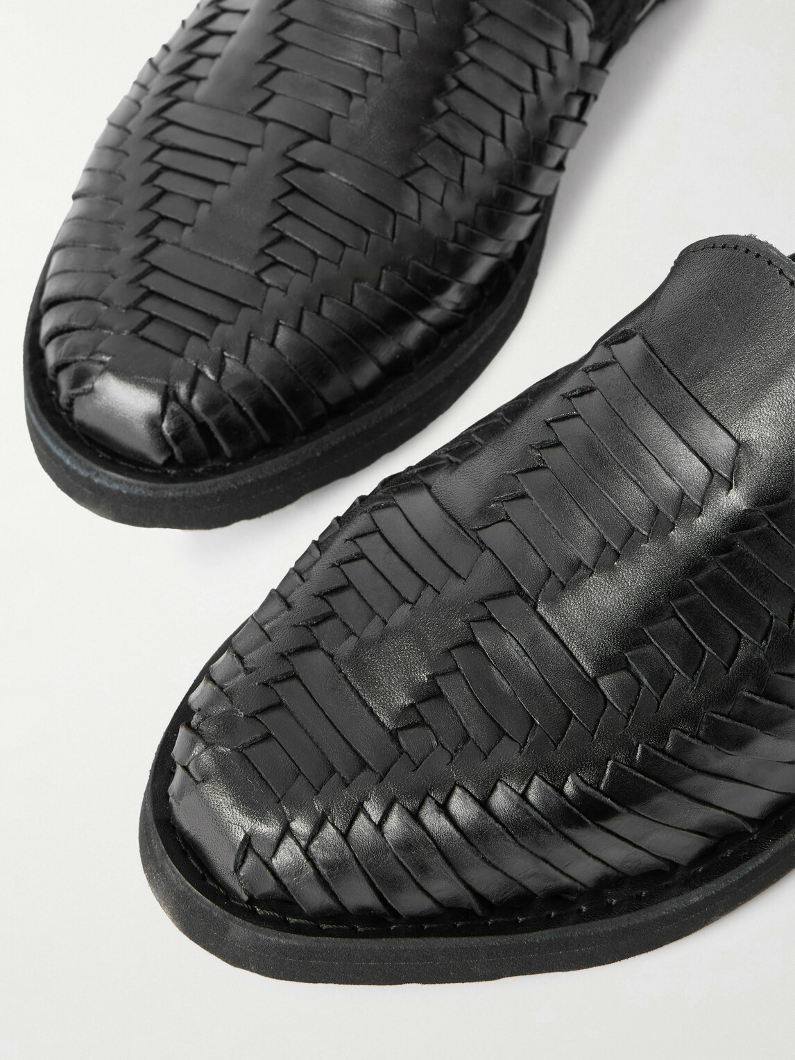 Yuketen - Alejandro Woven Leather Huarache Sandals - Black