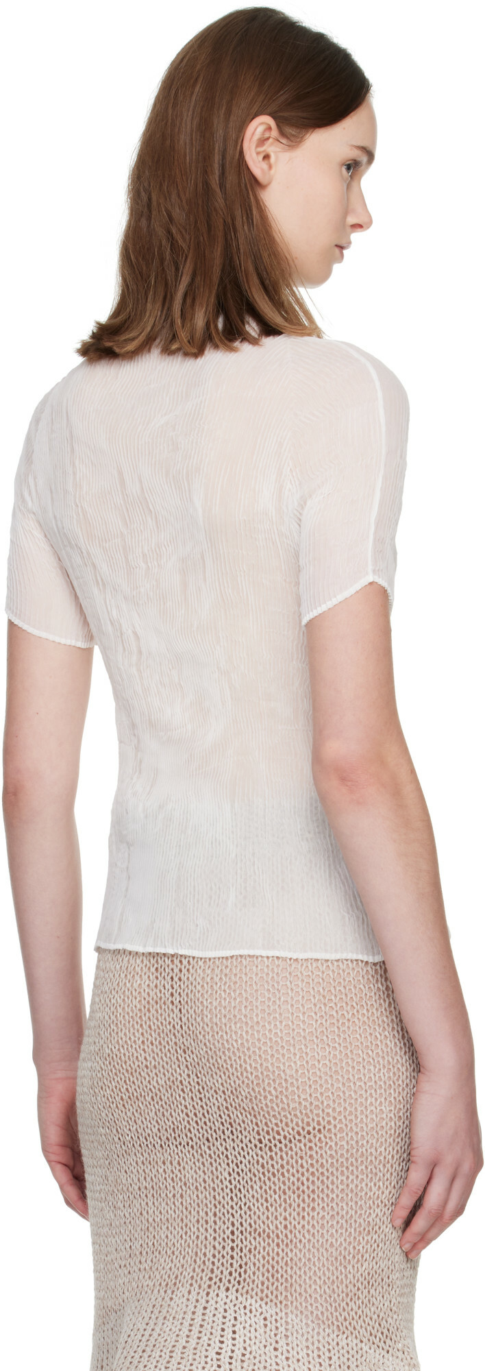 ISSEY MIYAKE White Chiffon Twist Top