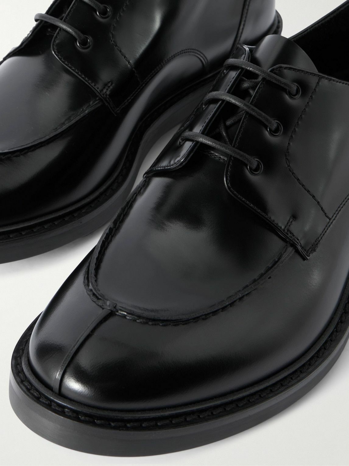 SAINT LAURENT - Lino Leather Derby Shoes - Black