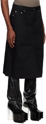 Rick Owens Black Godet Denim Skirt